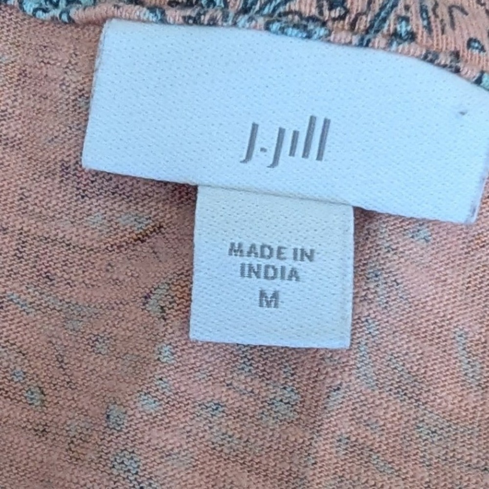 J. Jill Shift Dress Clay Pink Blue Paisley V-Neck Sleeveless Pockets Med Casual - Picture 7 of 8